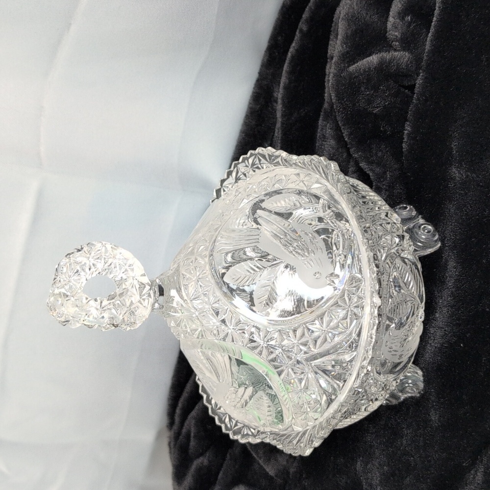 Hofbauer Crystal Candy Dish with Lid, Vintage, "The Birds Collection"‎